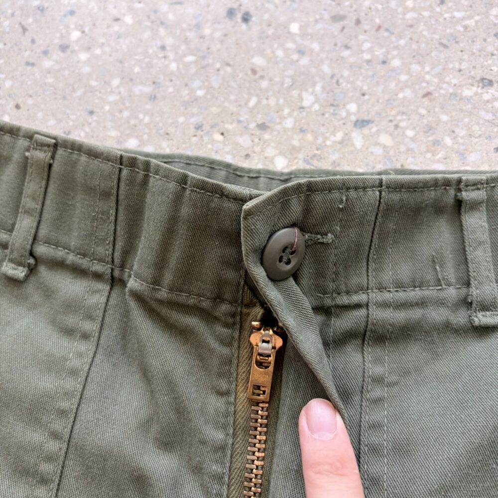 Vintage 70s US Army OG-507 Green Canvas Fatigue Pants 32x28 - Picture 3 of 5